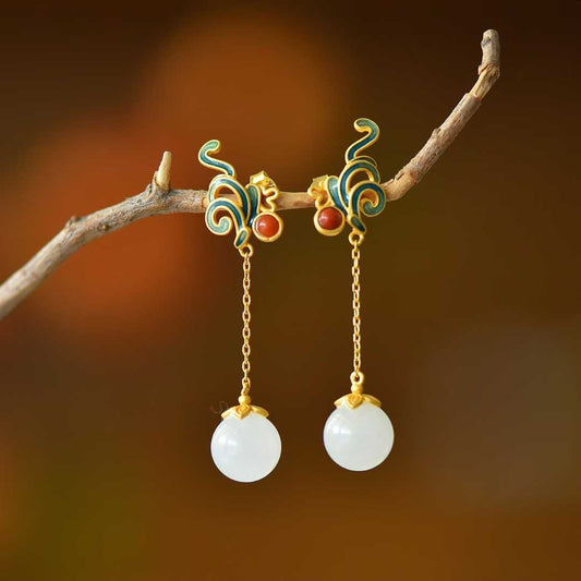 S925 Silver Inlaid Nephrite "Complete Perfection" Enamel Jewelry Set