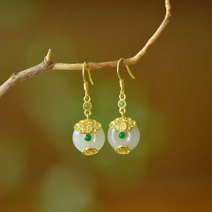 925 Silver Inlaid Hetian Nephrite "Peace & Smoothness" Jewelry Set