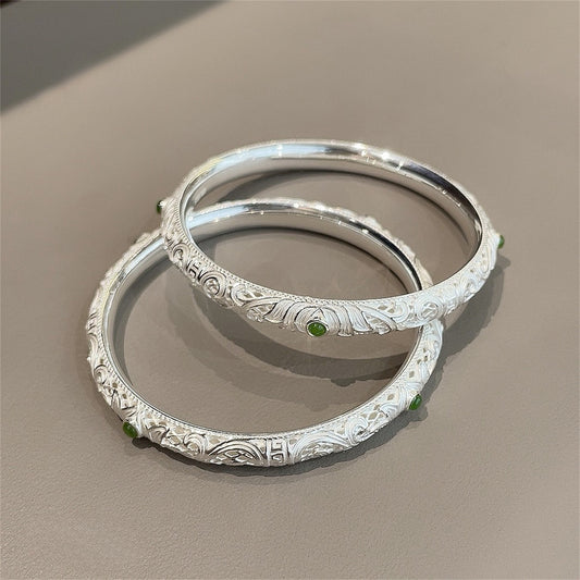 Pulsera de plata de ley con diseño hueco chinoiserie