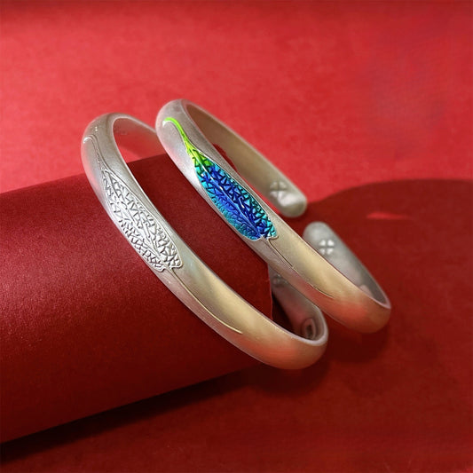 Pulsera de plata de ley estilo chino para parejas.