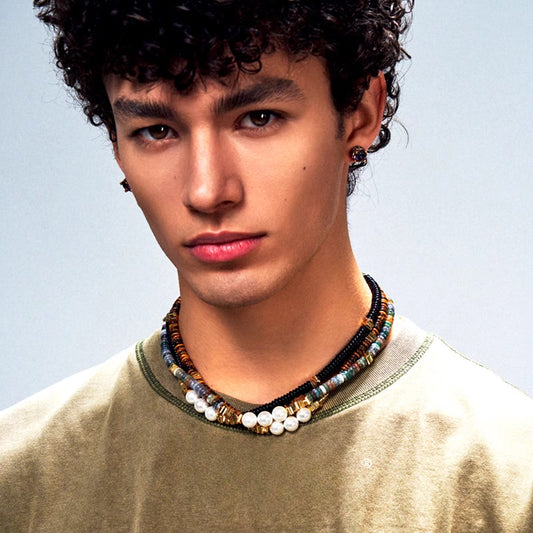 Agate pearl hip-hop necklace
