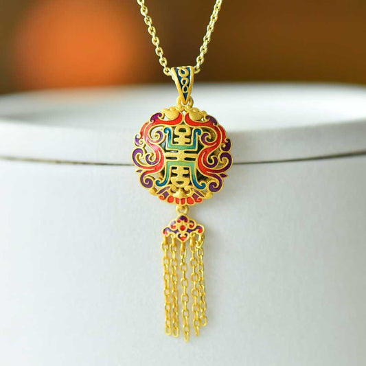 925 Silver-Inlaid Hetian Green Jade Pendant with Single-Sided "Dragon Blessing" Design & Tassel