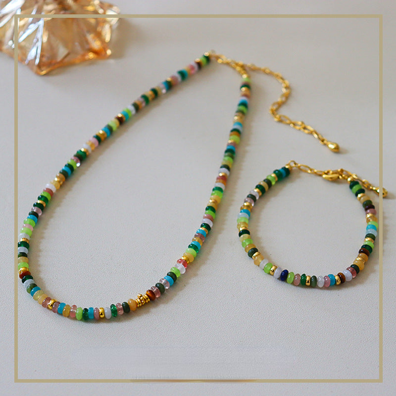 High-end exquisite vintage colorful abacus bead necklace