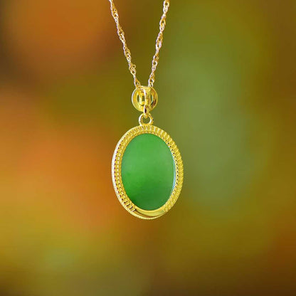 925 Silver Inlaid Hetian Nephrite "Coin" Pendant