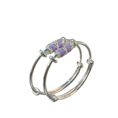 Pulsera infantil de plata de ley con lazo redondo chinoiserie