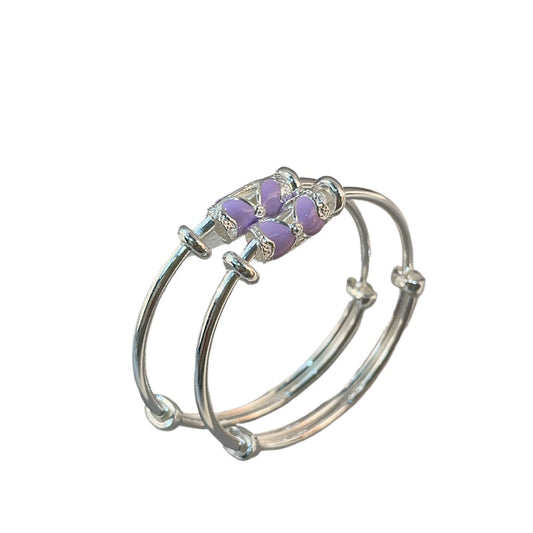 Pulsera infantil de plata de ley con lazo redondo chinoiserie
