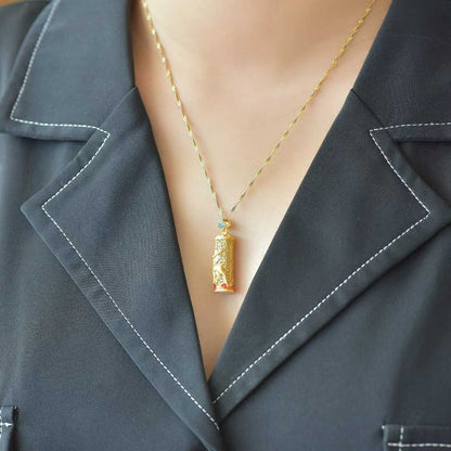 925 Silver Inlaid Hetian Nephrite "Deer & Always With You" Pendant