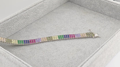 Pulsera Lucky Rainbow con varias hileras de circonitas brillantes✨幸运彩虹闪耀锆石多排手链✨