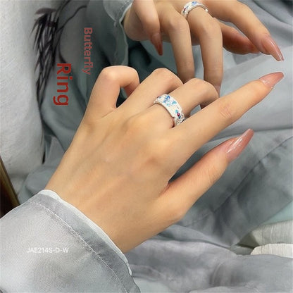 خاتم مجوف على شكل فراشة بتصميم عرقي 