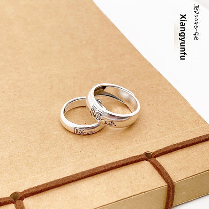 Anillo de pareja de plata de ley de estilo étnico