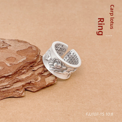Anillo abierto de plata de ley con flores de colores