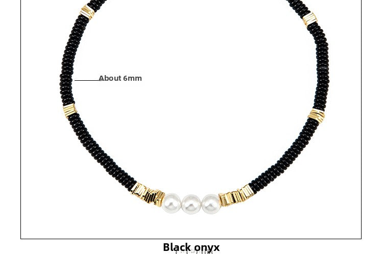 Agate pearl hip-hop necklace
