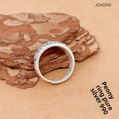 Anillo abierto de peonía de estilo étnico