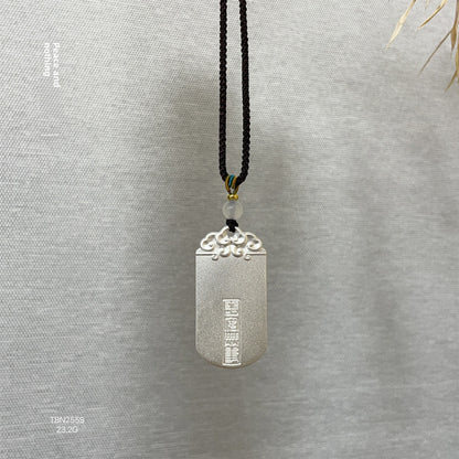 Collar de cuerda trenzada con colgante de plata de ley Guanyin