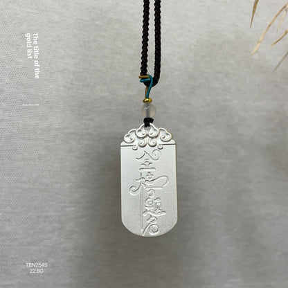 Collar de cuerda trenzada con colgante de plata de ley Guanyin