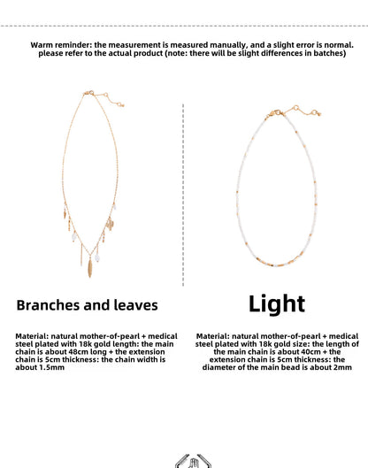White light golden leaf necklace