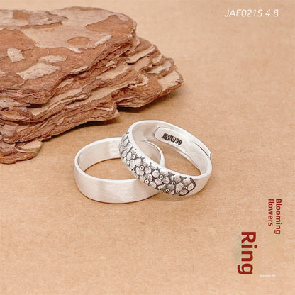 Anillo de plata de ley con estampado de moda