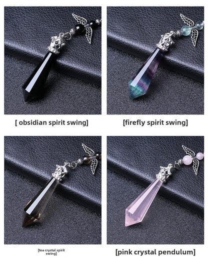 男女水晶灰月光吊坠项链